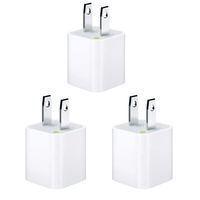 Apple 5W Wall Charger/Adapter Cube for All iPhones, iPods and iPads - 3 Pack, Value Bundle - Bulk Packaging (Renewed)