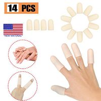 Gel Finger Cots, Finger Protector Support(14 PCS Short) New Material Finger Sleeves Great for Trigger Finger, Hand Eczema, Finger Cracking, Finger Arthritis and More. (Nude)