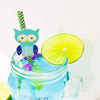 Paper Straws Jinye, with Green Stripes Pattern and Green Wave Stripes Pattern, Biodegradable Drinking Straws, Comes with Stickers for Juices, Drinks, Smoothies, Shakes and Party Supplies Decorations