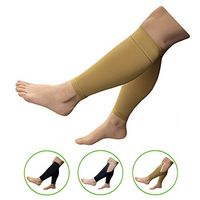 HealthyNees Shin 20-30 mmHg Compression Extra Wide Big Calf Leg Plus Size Sleeve (Beige, 4X-Large)
