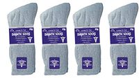 Diamond Star 12 Pairs Men's Physicians Approved Diabetic Crew Socks Soft Cotton Size 13-15 Big & Tall (Grey)