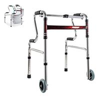 Lqdpdd Lightweight Folding Four Wheel Rollator Walker with Padded Seat, 3 in 1 Stand-Assist Folding Walker 2" Wheels Supports Up to 330 Lbs, Does Not Rust Portable Bathroom Safety Handrail, Red