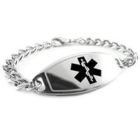 My Identity Doctor - Custom Engraved Medical ID Bracelet for Teens, Adults - 5mm 316L Steel, Medium - Black - Wrist Size 6.75 Inch