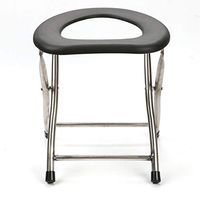 Zhong Folding Commode Chair Portable Toilet Seat Bearing 150 Kg - Black