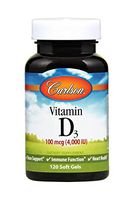 Carlson - Vitamin D3, 4000 IU (100 mcg), Vitamin D Supplements, Bone & Immune Health, Cholecalciferol Supplement, Gluten Free Vitamin D Capsules, 120 Softgels
