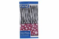 Pink Polka Dot Zebra Print Paper Plates & Napkin Set (2-pk Tablecovers)