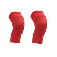 Mynse 2 Pieces Honeycomb Collision Avoidance Sports Knee Pads for Soccer Football Basketball Running Shockproof Ventilation Kneecaps Red (L)