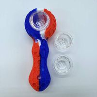 Unbreakable Honey Silicone Straw Pipe with Cleaner Cover and Decorative Bowl Interior. 9 Hole Bowl Design. Extra Storage Spot and Cleaner. with 2 Replacement Bowls… (Red/White/Blue)