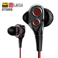 UiiSii DT200S in Ear Earbuds with Microphone, Triple Drivers Headphones with Noise Isolating, Volume Control and Stereo Bass, Compatible with Apple iOS, Android Phones, PC, Tablet (Black/Red)