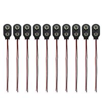Academyus 10pcs Snap in 9V 9 Volt Battery Clip Connector Hard Shell I Type Black