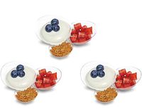 Majestic Settings Mini Collection Mini 3 Sectional Egg Shaped Dish, Heavyweight Clear Plastic, Elegant Disposable Mini-ware. (24 CT)
