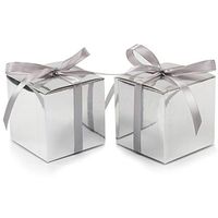 COTOPHER 60pcs Small Gift Boxes, Favor Boxes 2x2x2 inches Paper Gift Boxes with Ribbons Candy Box for Wedding Favors Baby Shower Bridal Shower Birthday Party (Metallic Silver)