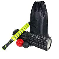 Foam Roller Set with Muscle Roller Stick, Large Peanut Ball & Firm Spiky Ball in Carrying Case, Complete Kit for Home Massager & Muscles Deep Tissue Pain Relief