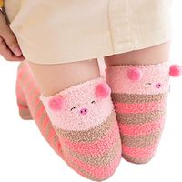 Girls Winter Fuzzy Over Knee High Socks Warm Stripe Animal Socks Women Stocking