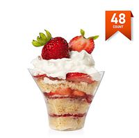 Mini Swirl Triangle Dessert Cups - Plastic Disposable Reusable For Serving Dessert, Fruits & Mini Appetizer - Sampling Tasting Cups for Wedding Birthday Parties By Loreso - (48CT 3.5oz Cups)