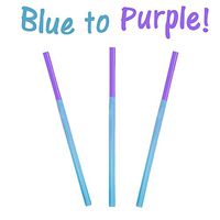 9" Fun Color Changing Party Drinking Straws! Reusable, Recyclable Plastic Drinking Favors! (Blue to Purple, 15)