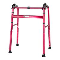 XIHAA Elderly People Walker Height Adjustable Folding Aluminum Alloy with Brake,Disabled Person Walking Rehabilitation Equipment,Red