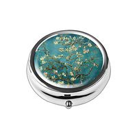 Pill Box - Lizimandu Compact 3 Compartment Medicine Case, Pill Box for Pocket or Purse (1-Peach Blossom)