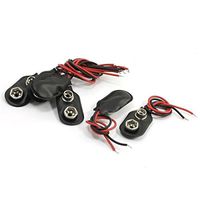 Leather Black Red Long Cable Connection 9V Battery Clips Connector Buckle 5Pcs