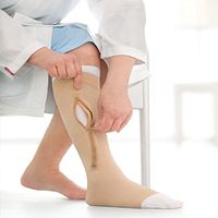 UlcerCare Zippered Unisex Open Toe Knee High Support Sock Size: 4X-Large, Leg: Right