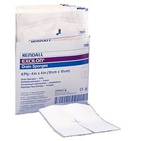 Kendall Excilon Split Drain Sponges - Sterile 6 Ply 4'x4', 2/pk - 50/bx