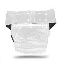 Continuon Reusable Adult Diapers for Urinary Incontinence with Washable Bamboo Charcoal Absorbent Pad for Overnight Leakproof Protection for Men and Women, One Size Fits All (White)