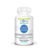 Activated B12 Folate Lozenges - Methyl Folate 800 mcg - High Potency Methyl Folate B9 + 1000 mcg Vitamin B12 - Cherry Flavor 60 Lozenges