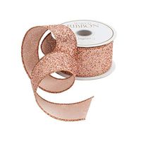 Caspari 1.5 Inch Wide Rose Gold Glitter Ribbon - Three 15 Ft. Spools