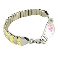 Women's Medical Alert ID Bracelet - Custom Engraving Included, Two-Tone Sparkle, Stretch - Asteria, Pink - Size 7.25