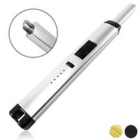 Sparcker Electric Arc Plasma Lighter - Candle Lighter - BBQ Grill Lighter - Camping Lighter - Safety Lock - Long Neck - USB Rechargeable - Flameless Windproof Lighter- Butane Free (Silver)