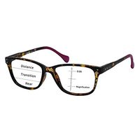 OCCI CHIARI Progressive Multifocus Women Rectangle Reading Glasses Anti Blue Light Reader Spring Hinges(Brown/Purple,+3.5)
