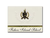 Signature Announcements Fishers Island School (Fishers Island, NY) Graduation Announcements, Presidential style, Basic package of 25 with Gold & Black Metallic Foil seal