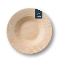 TheClearConscience - Palm Leaf Soup Bowl - 9" round, 10 ounces capacity, 25 pcs, Bamboo & Wood Style, Biodegradable, Professional Use