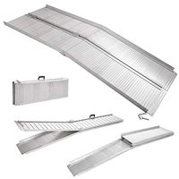 7 Feets Aluminum Fold Portable Wheelchair Ramp Mobility Non-Slip Scooter Carrier, Size 84 x 28.5 x 2 inches, Weight 41 Pound, Perfect for Loading onto Porches, Curbs, Landing,Steps, Or Mini Vans.