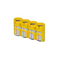 Storacell by Powerpax SlimLine CR123 Battery Caddy, Yellow, Holds 4 Batteries