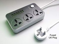 LDNIO Power Socket with 6 USB port (Auto Max 5V 3.4A 17W) AUTO-ID Universal Socket Multi 3 Outlet Charger 6.5ft Optional Plug Surge Protector Power Cord 2500W 10A For Home,Office,Travel