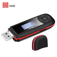 AGPTEK 16GB USB MP3 Player with Replaceable AAA Battery, USB MP3 Player Flash Drive Support Recording, FM Radio, Expandable up to 64GB, Black