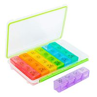 Bidear Weekly Pill Organizer, Extra Large 7 Day Moisture-Proof Pill Box for Travel, 4 Times A Day Vitamin Container Supplement Reminder(28 Compartments)