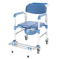 Personal Mobility Assist Shower Commode, Medical Transport Rolling Chair Waterproof, with Wheels and Padded Seat for Handicap for Handicap, Elderly, Injured and Disabled