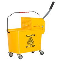 HOMCOM 5 Gallon Rolling Janitorial Cleaning Mop Bucket Commercial Restaurant with Down Press Wringer