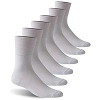 Facool Mens Circulatory Socks, Women's Men's Diabetic Ankle Socks with Non-Binding Top, Seamless Toe and Cushion 6 Pairs White Large