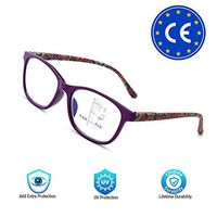 Progressive Multifocal Blue Light Blocking Reading Glasses for Women Men Anti Blue Light Multifocus Computer Readers Eyeglasses with Spring Hinge-Purple 2.0X