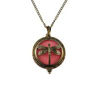 1pcs Antiqued Bronze Brass Hollowed Dragonfly Magnet Locket Pendant Necklace Prom Cute Stylish Lovely Cheap Aesthetic Womens Daily Best Comfy Wonderful Amulet