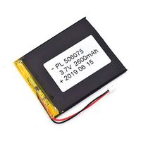 AKZYTUE 3.7V 2600mAh 506075 Lipo Battery Rechargeable Lithium Polymer ion Battery Pack with JST Connector