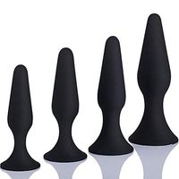 SixT Amal Trainer Beads Plug for Beginners AnalesTrainer 4 Pcs Kit 4 Size Silicone Bútt Plugs with Suction Cup Handsfree Massage Toy for Beginners Black 02