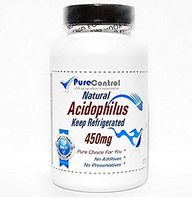 Natural Acidophilus 450mg - 500 Million Live Active Cultures/Keep Refrigerated // 100 Capsules // Pure // by PureControl Supplements
