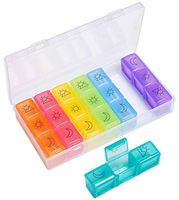 Motech 3 Times A Day 7-Day Portable One Week Pill Organizer Weekly Daily Rainbow Color Large Travel Medicine Planner Box for Vitamins Fish Oil Supplements Prescription Medication