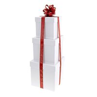 Homeford Holiday White Square Nested Gift Boxes, 5, 6 and 7-Inch, 3-Piece