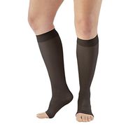 Ames Walker AW Style 213 Microfiber Opaque 20 30 Open Toe Knee Highs Black MD