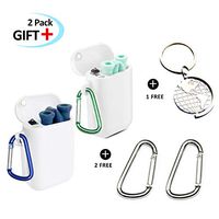 Collapsible Reusable Straws with Case, Foldable Silicone Straw with Keychain, Food-Grade Drinking Straws (Blue/Green)